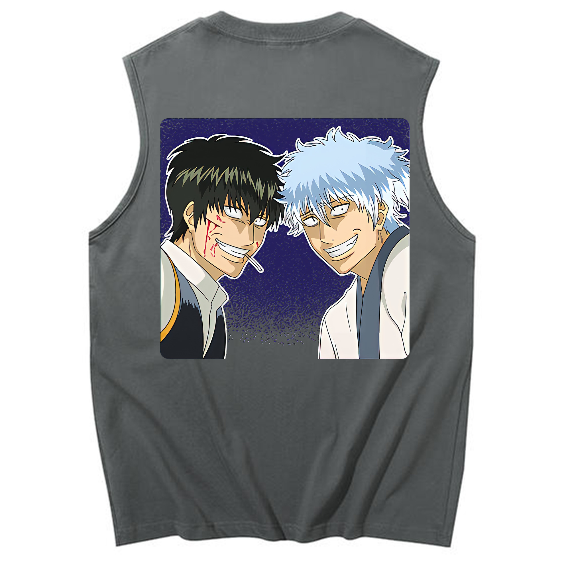 （画像用） ぎんたま 坂田銀時（さかたぎんとき） 神楽 志村新八（しむら しんぱち） GINTAMA Sakata Gintoki Kagura Shimura Shinpachi コットン100％タンクトップ（背面プリント）